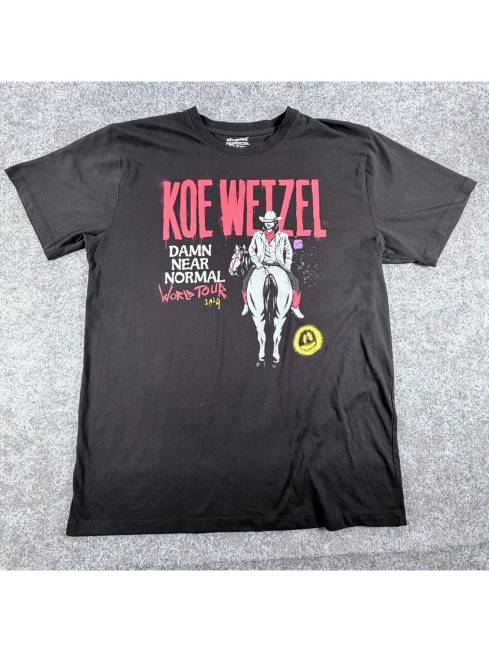 Kingsted Graphic Tee Mens L Black Koe Wetzel Damn Near Normal World Tour 2024
